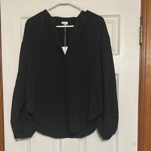 A New Day size medium  Black Relaxed Notched Collar Blouse